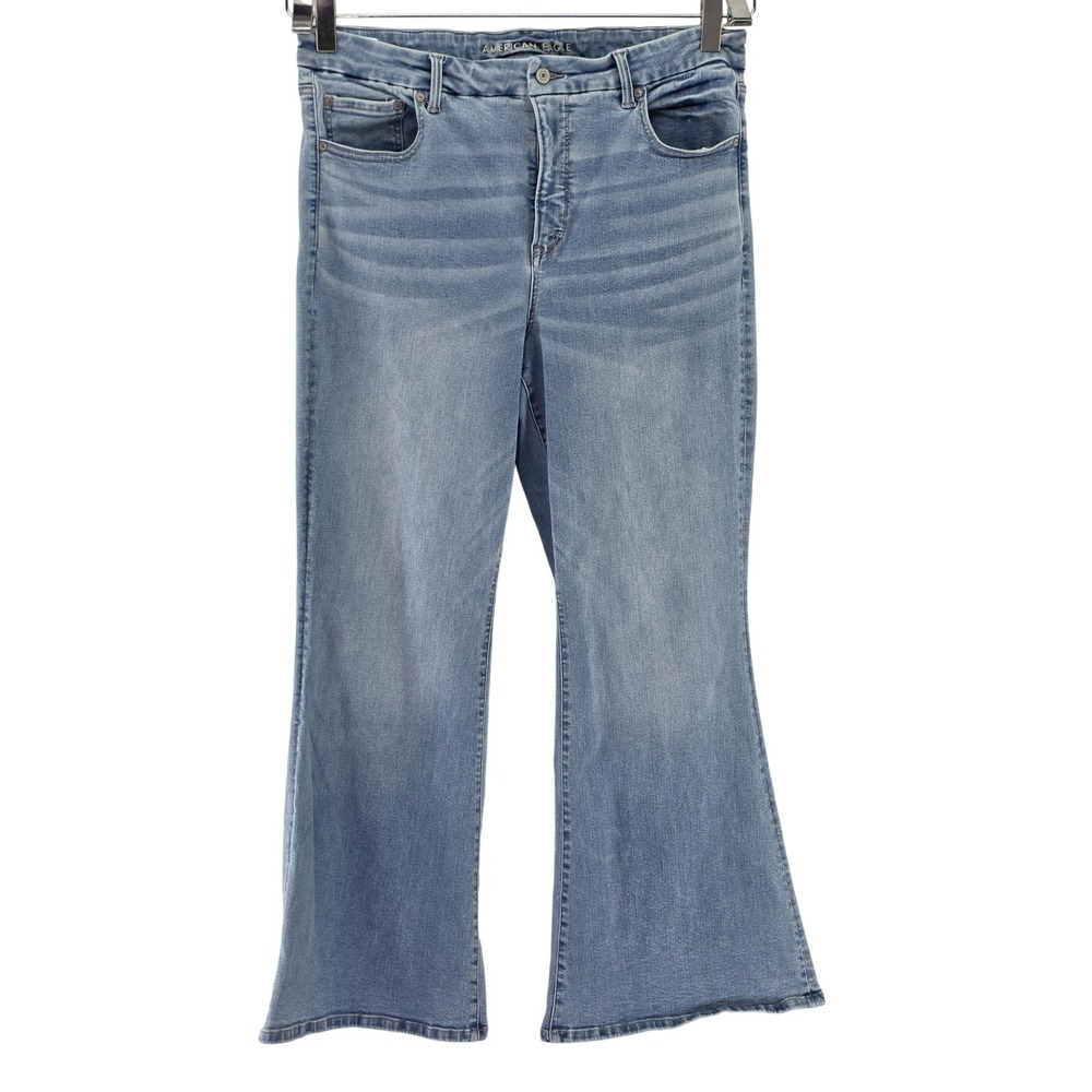 American Eagle Outfitters Jeans Women Size 18 Blue Super High Rise Flare Stretch